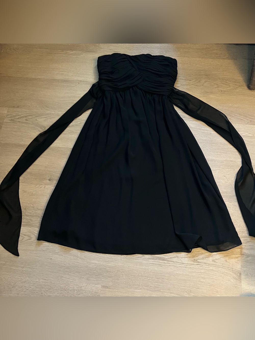 Size 0 White House Black Market Strapless Black Chiffon Cocktail Dress
